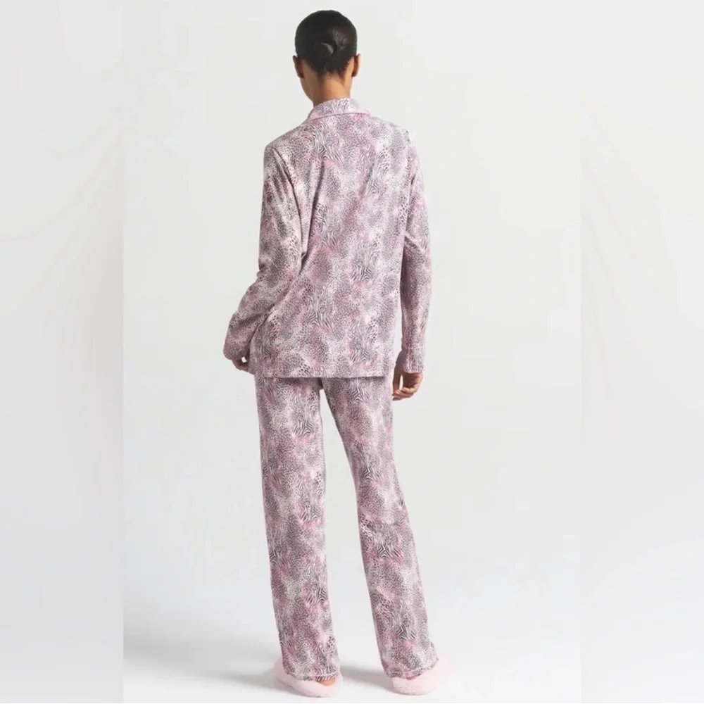 SKIMS Long Sleeve Pajama Set Bloom Animal Print NWT / SIZE XL - Picture 4 of 7